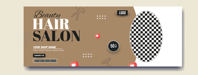 Modern Hair Salon Promotion Template with 50 Percent Off Discount Offer