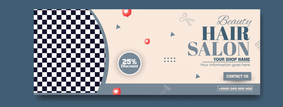 Modern 25 Percent Discount Sale Promotion with Barber Shop Elements