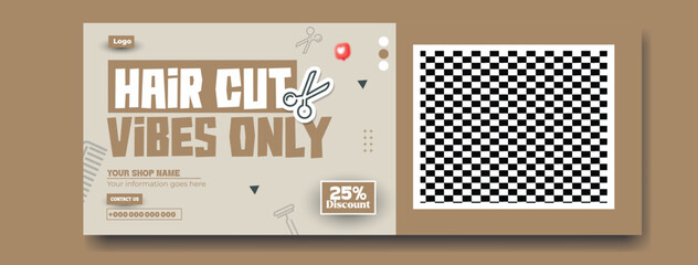 Stylish Barber Shop Promotion with 25 Percent Discount Offer Design