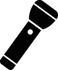 Hand torch flashlight icon, black vector of electric lantern in flat style, portable light, battery lamp, emergency beam outline, glowing tool icon bundle