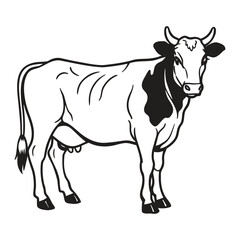 Cow line art, animal line art, cow line drawing