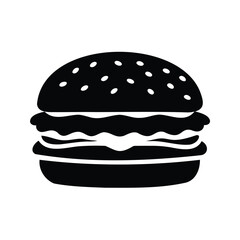 Simple graphic illustration of a burger with sesame seeds on the bun