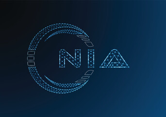 NIA low poly letter logo vector design. NIA lower poly logo design. Low poly logo.