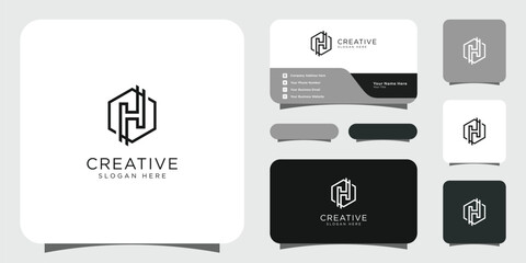 initial letter H logo line style vector design