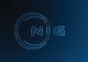 NIG low poly letter logo vector design. NIG lower poly logo design. Low poly logo.