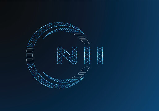 NII low poly letter logo vector design. NII lower poly logo design. Low poly logo.