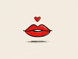 one-line drawn lips Valentine's day love illustration