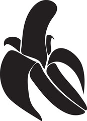 Striking Graphic Illustration of a Partially Peeled Banana Featuring Bold Black Silhouettes on a White Canvas Creating a Modern Design