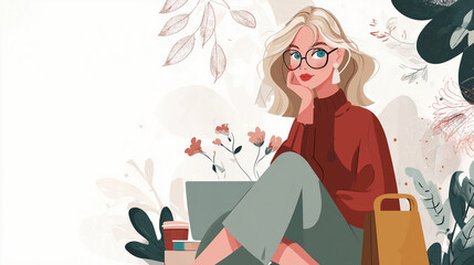 Biznesowa kobieta - ilustracja w stylu flat