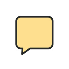 Naklejka premium Simple, yellow speech bubble icon with black border, representing communication.
