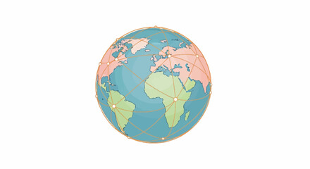 Fototapeta premium Global Peace and Unity Network Earth. World Map Globe Illustration for International Cooperation, Connection, and Harmony Concepts.