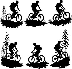Obraz premium mountain man biking, mountain biker, cyclist, cycling, 
