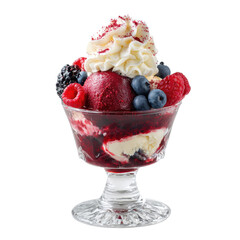 Berry sundae with whipped cream and sorbet served in a glass Dessert Ice Cream