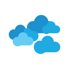Fototapeta premium Group of vector clouds in different simple shapes shown in minimalist flat style pack