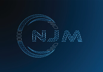 NJM low poly letter logo vector design. NJM lower poly logo design. Low poly logo.