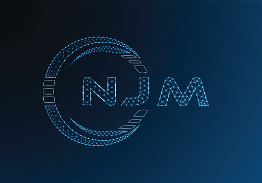 NJM low poly letter logo vector design. NJM lower poly logo design. Low poly logo.