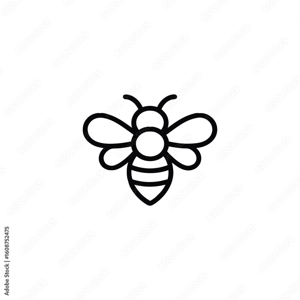 Poster minimalist bee illustration depicting nature and honey production with clean lines and a simple desi