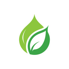 Clean fusion of eco leaf and water droplet icon for green and sustainable branding art