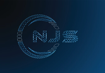 NJS low poly letter logo vector design. NJS lower poly logo design. Low poly logo.