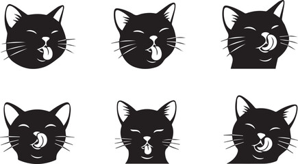 Cat licking face silhouette vector icon