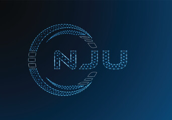 NJU low poly letter logo vector design. NJU lower poly logo design. Low poly logo.