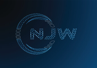 NJW low poly letter logo vector design. NJW lower poly logo design. Low poly logo.