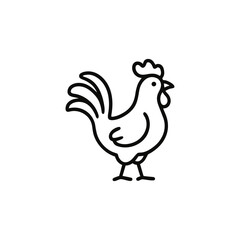 Stylized Rooster Illustration with Simple Black Outlines Farm Animal Depiction Poultry Icon and Minimalist Design Black and White