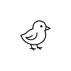 Minimalist Line Art Depicting a Small Bird Character with Simple Features and a Clean Aesthetic Design on White