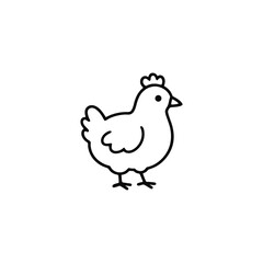 Simple Line Drawing of a Chicken Standing Profile View Adorable Farm Animal Illustration for Children's Books and Educational Materials