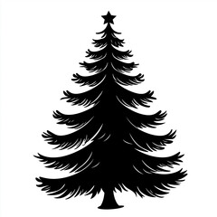 Obraz premium black silhouette of christmas tree decoration isolated on white background