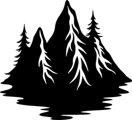mountain hiking man forest, trees, pine trees, waves, water, bird, eagle,  vector budndle