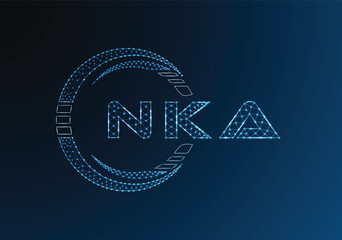 NKA low poly letter logo vector design. NKA lower poly logo design. Low poly logo.
