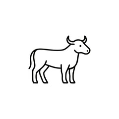 Minimalist Line Art Depicting a Bull with Curving Horns and a Strong Stance Embodying Strength and Simplicity