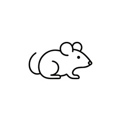 Minimalist Mouse Illustration Depicting a Small Rodent with a Curled Tail and Round Ears in Simple Black Outline Design