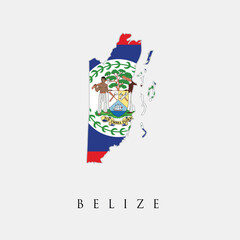 Map of Belize with National Flag Inside (Clear, direct, and descriptive of the main elements)