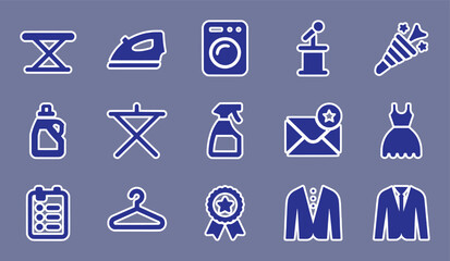 Laundry and formal wear icons collection vector silhouette