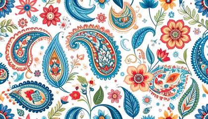 Vibrant paisley and floral pattern