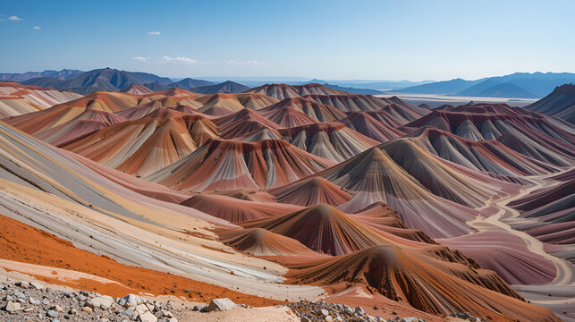 John Day Fossil Beds National Monument, Painted Hills Unit, lines of color in the eroding minerals of the geology in central Oregon, nature landscape background