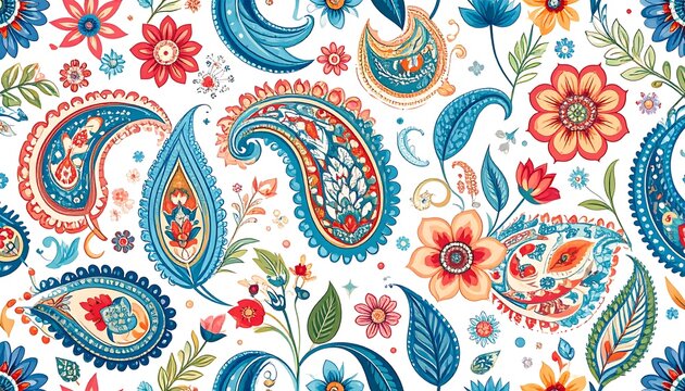 Vibrant paisley and floral pattern