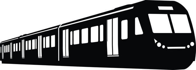 Modern Subway Train Silhouette on White Background for Transportation and Urban Design Projects and Creative Graphic Elements