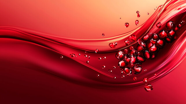 Vibrant Red Liquid with Floating Pomegranate Kernels


