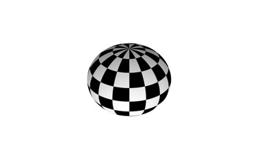 Obraz premium 3D checkerboard sphere with black and white optical illusion – abstract spherical vector design