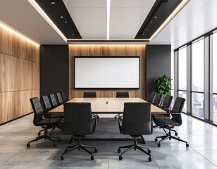 Modern Empty Conference Room with City View