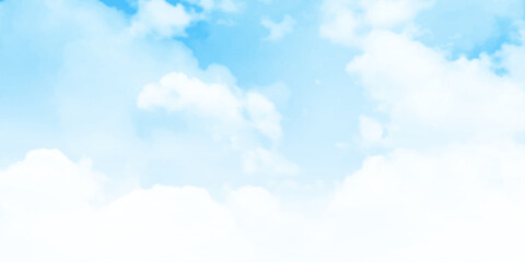 Sky with heap clouds, may be used as background. White fluffy clouds photo. The blue sky with white clouds