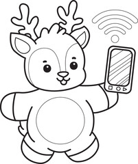 Cute Deer icon. Funny baby Deer animal series stock illustration. Life of fluffy Deer designs. Coloring pages of cute deer icon.
