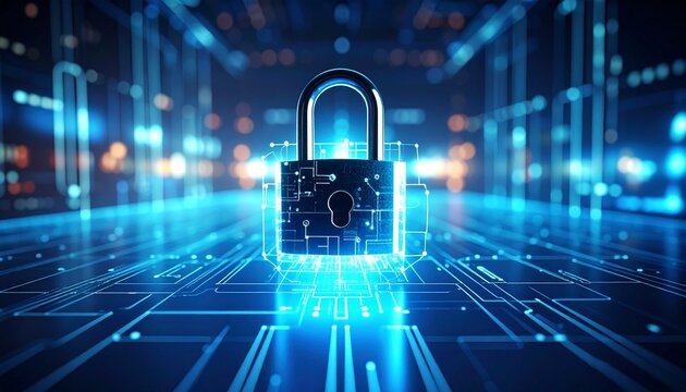 Advanced digital lock symbolizing cybersecurity and protection in tech