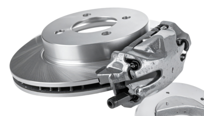 brake disc and caliper closeup on white background png