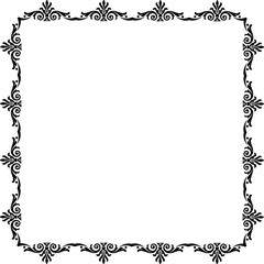 Vintage Ornamental Frame – Elegant Black Vector Border, PNG, 300 DPI