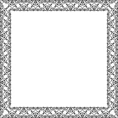 Vintage Ornamental Frame – Elegant Black Vector Border, PNG, 300 DPI