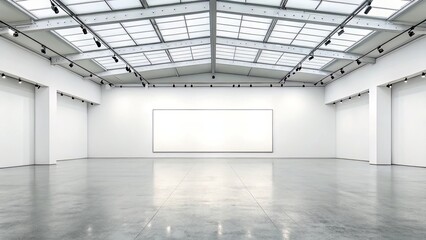 Fototapeta premium Expansive White Gallery Wall with Concrete Floor
